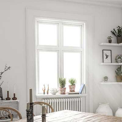 fenêtre bois salon blanc